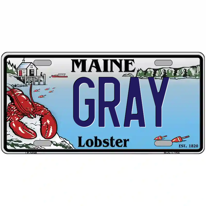 Gray Maine Lobster Metal Sign
