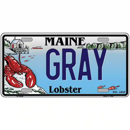 Gray Maine Lobster Metal Sign
