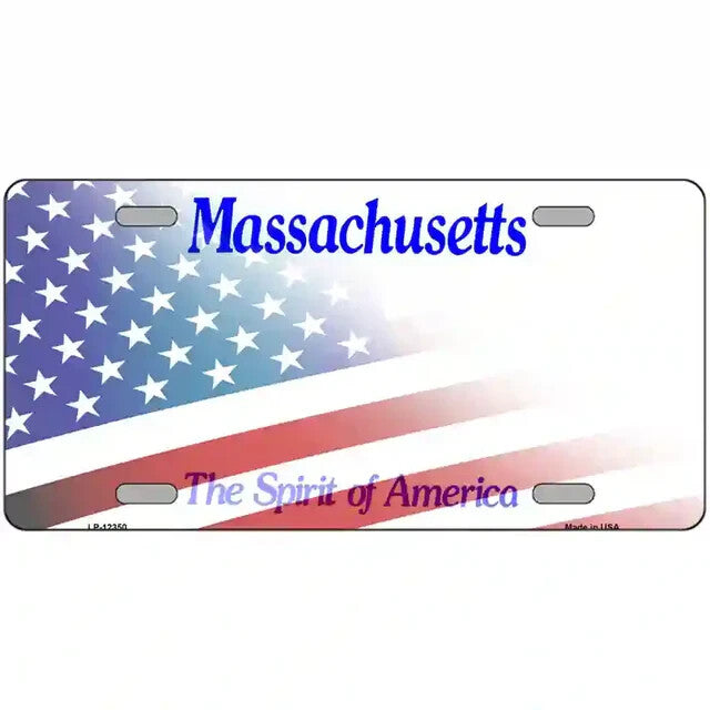 Massachusetts American Flags Metal Sign