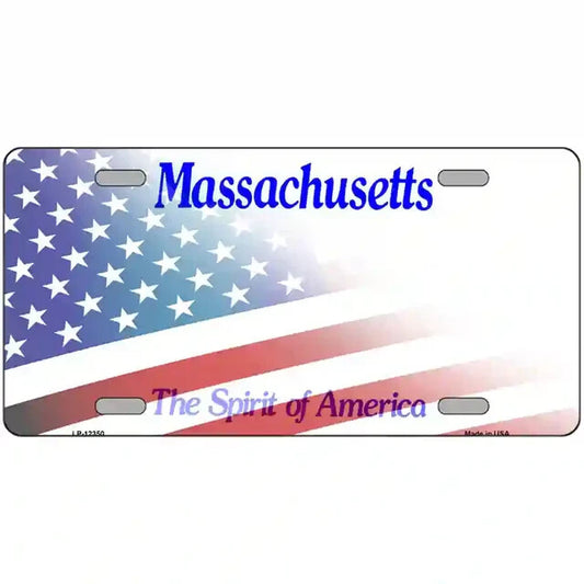 Massachusetts American Flags Metal Sign