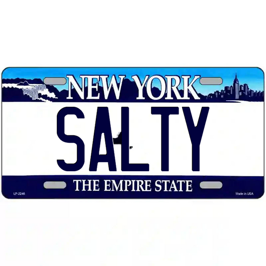 Salty New York Blue Metal Sign