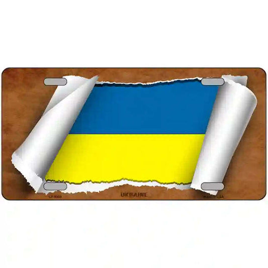 Ukraine Scroll Flag Metal Sign