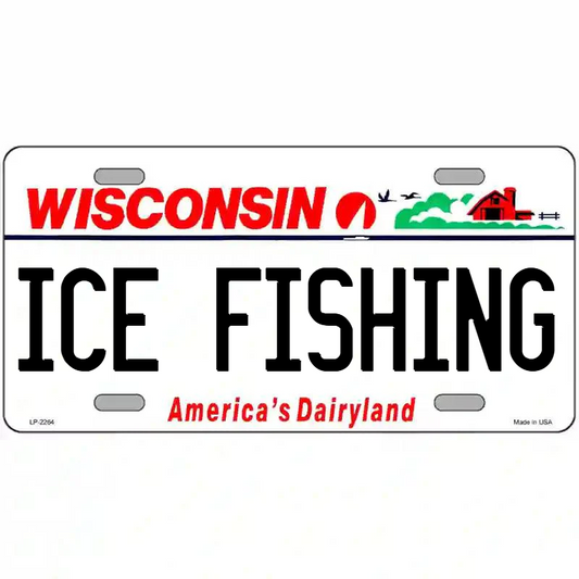Ice Fishing Wisconsin Metal Sign