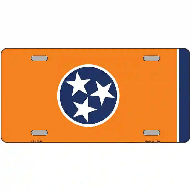 Tennessee Flag Orange Metal Sign