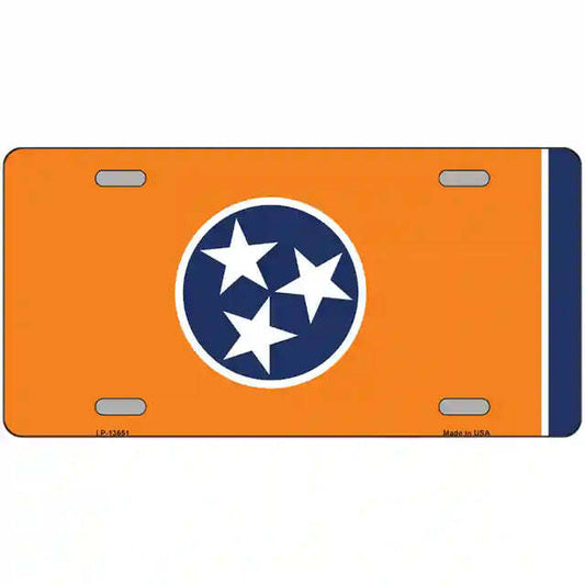 Tennessee Flag Orange Metal Sign