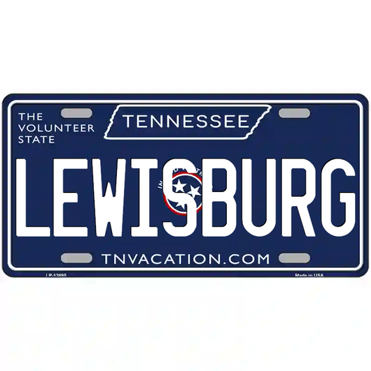Lewisburg Tennessee Blue Metal Sign