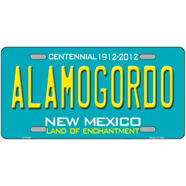 Alamogordo New Mexico Teal Metal Sign