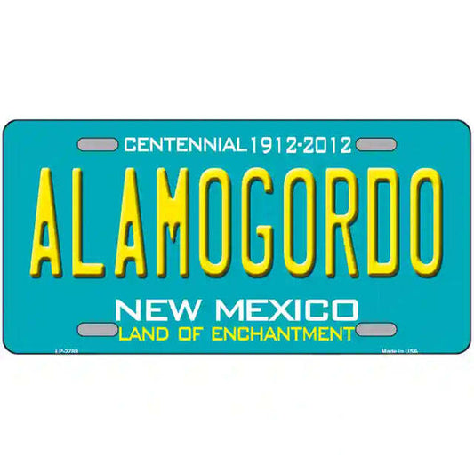 Alamogordo New Mexico Teal Metal Sign