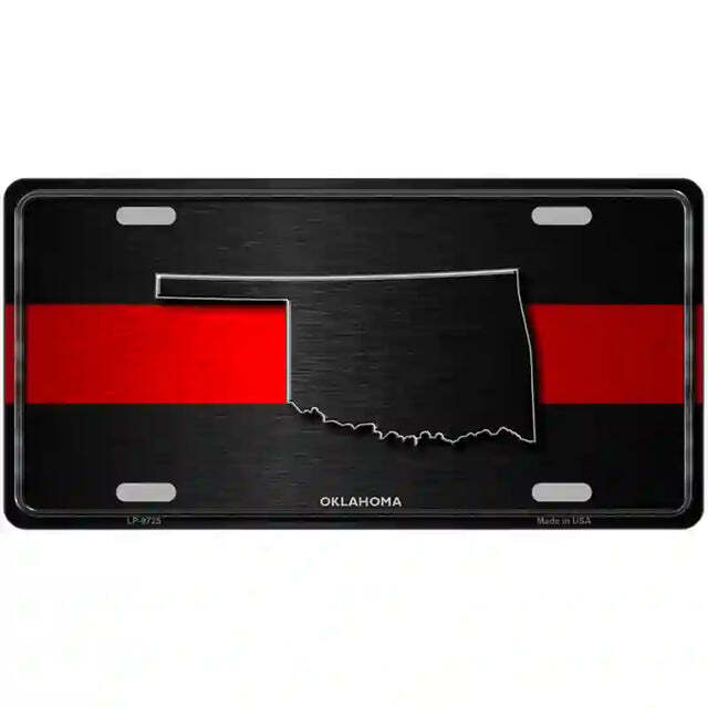 Oklahoma Thin Red Line Metal Sign