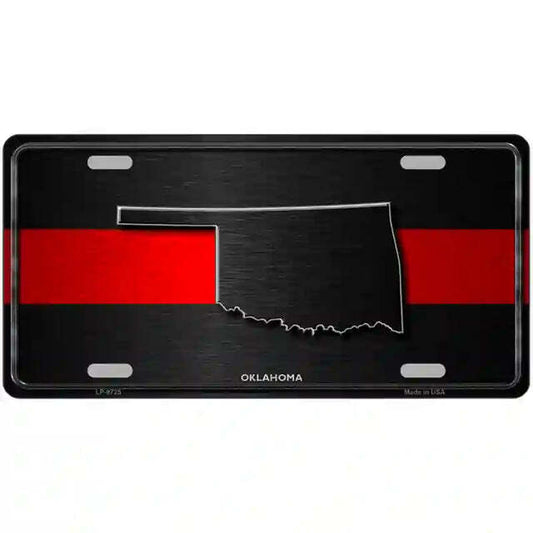 Oklahoma Thin Red Line Metal Sign