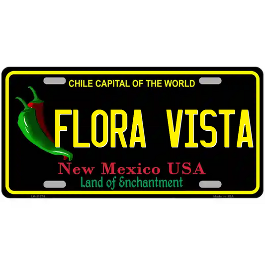 Flora Vista New Mexico Black Metal Sign