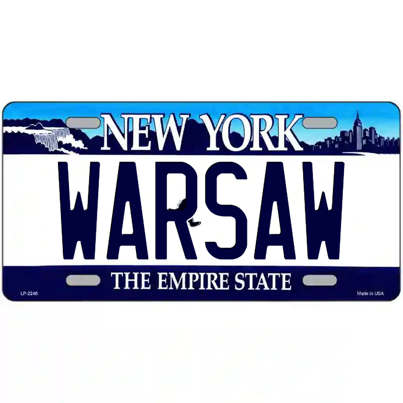 Warsaw New York Blue Metal Sign