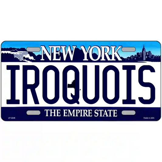 Iroquois New York Blue Metal Sign