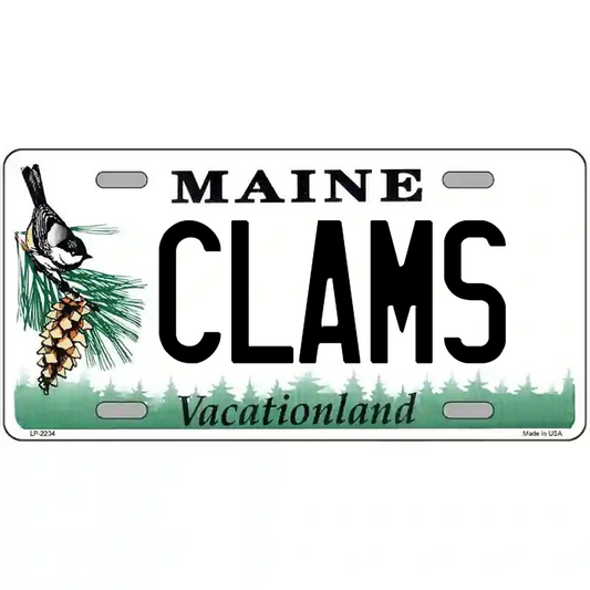 Clams Maine Metal Sign