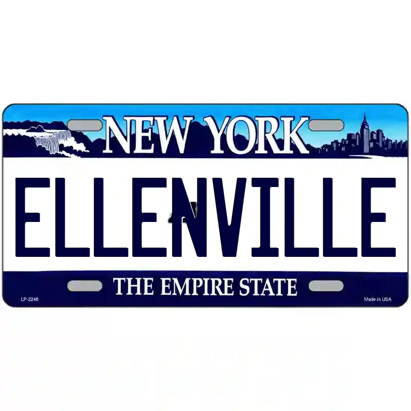 Ellenville New York Blue Metal Sign