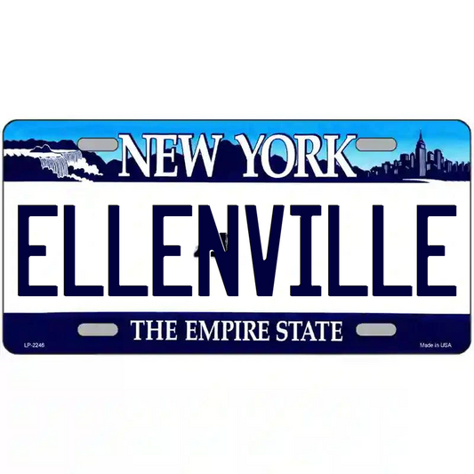 Ellenville New York Blue Metal Sign