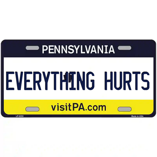 Everything Hurts Pennsylvania Metal Sign