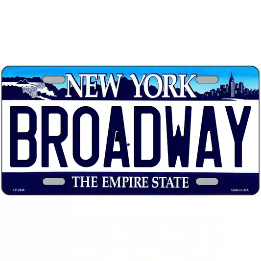 Broadway New York Blue Metal Sign