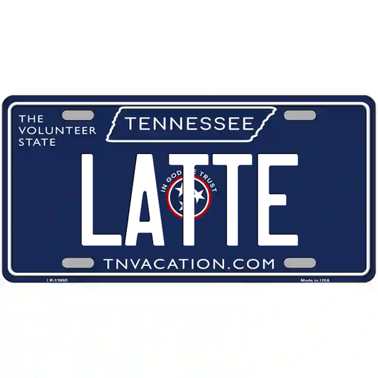 Latte Tennessee Blue Metal Sign