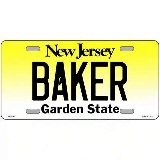 Baker New Jersey Metal Sign