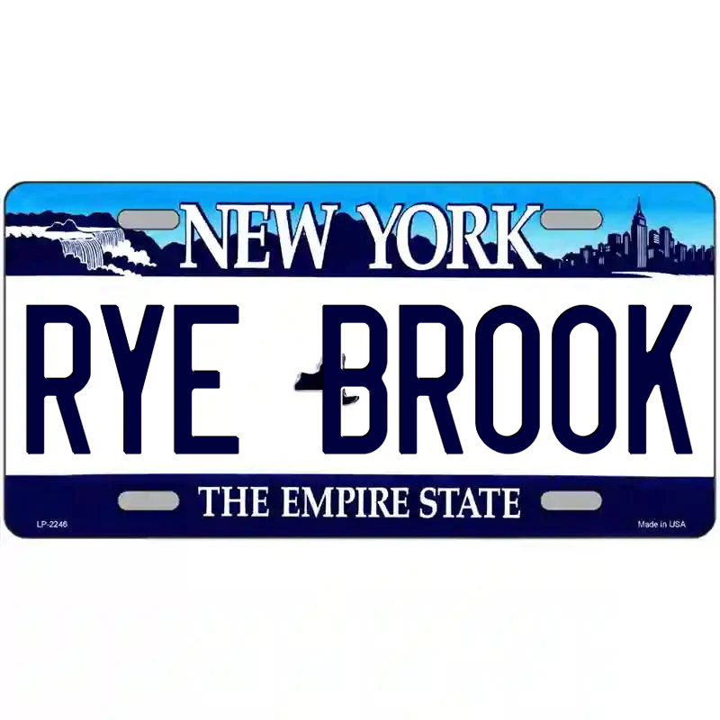 Rye Brook New York Blue Metal Sign
