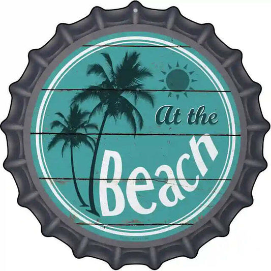 At the Beach Bottle Cap Metal Sign