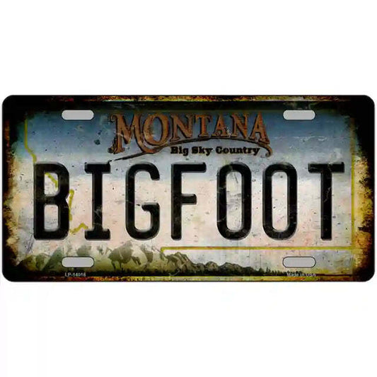 Bigfoot Rusty Look Montana Metal Sign