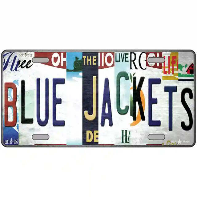 Blue Jackets Strip Art Metal Sign