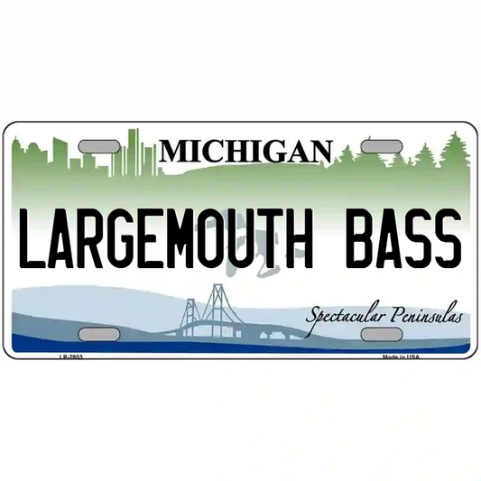 Largemouth Bass Michigan Metal Sign
