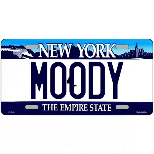 Moody New York Blue Metal Sign