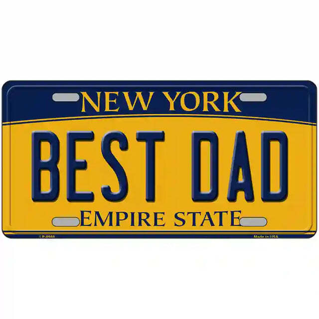 Best Dad New York Yellow Metal Sign