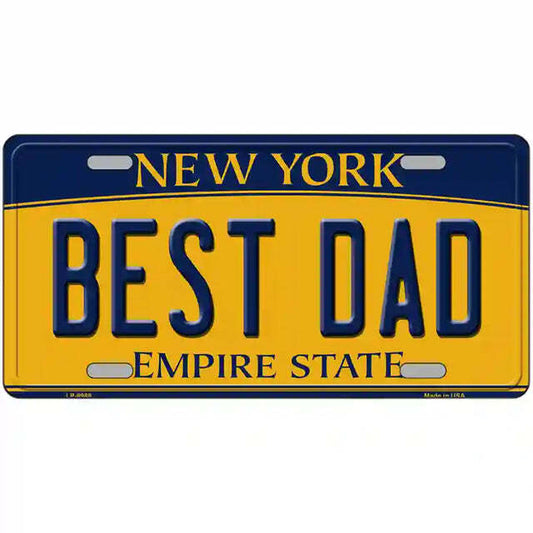 Best Dad New York Yellow Metal Sign