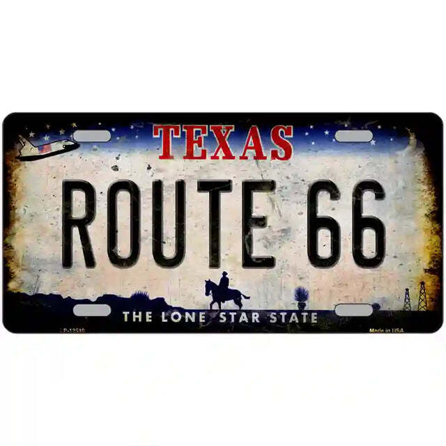 Route 66 Rusty Look Texas Metal Sign