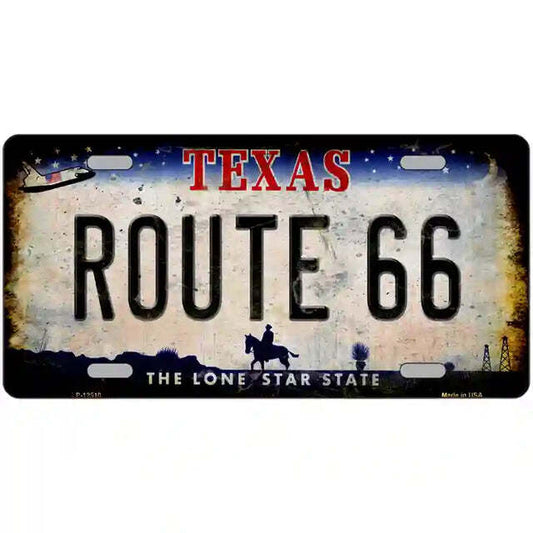 Route 66 Rusty Look Texas Metal Sign
