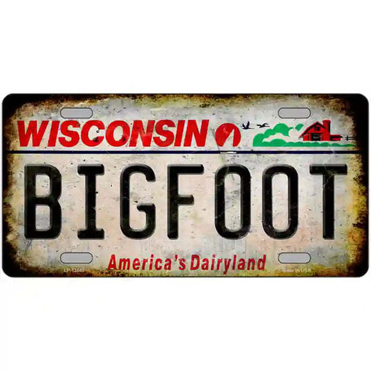Bigfoot Rusty Look Wisconsin Metal Sign