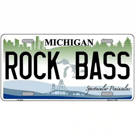 Rock Bass Michigan Metal Sign