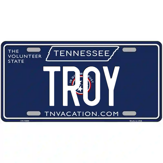 Troy Tennessee Blue Metal Sign
