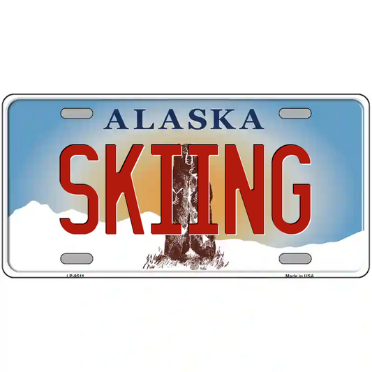 Skiing Alaska Metal Sign