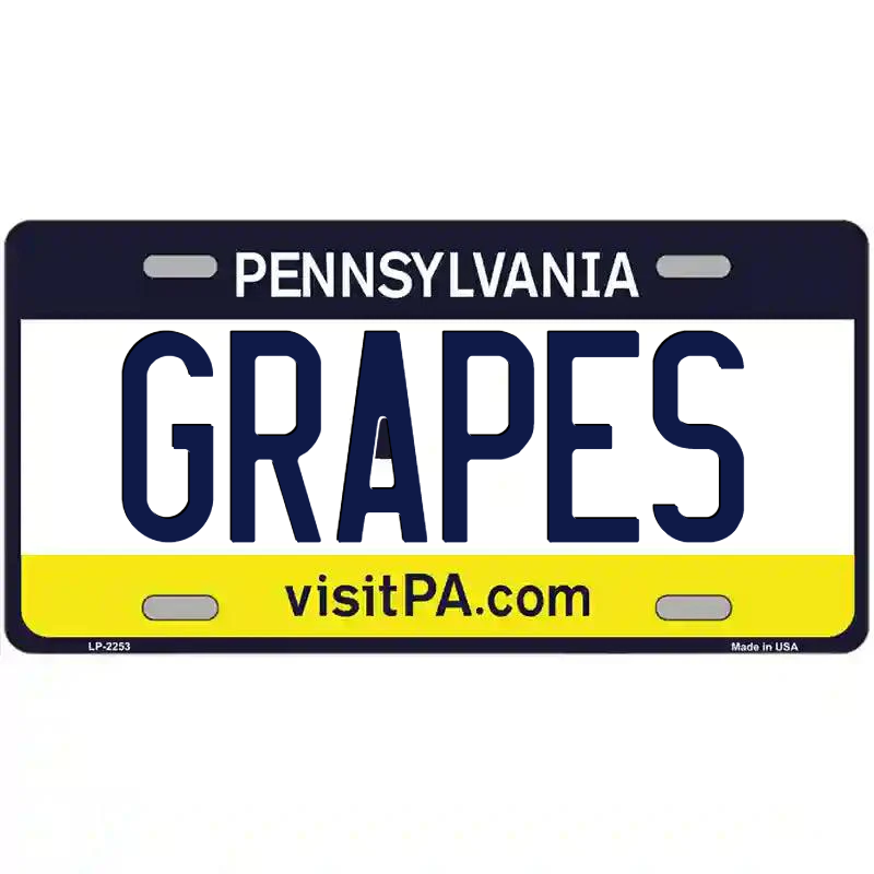 Grapes Pennsylvania Metal Sign
