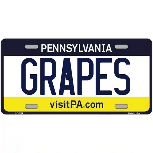 Grapes Pennsylvania Metal Sign