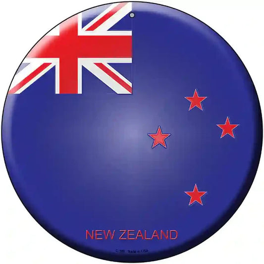 New Zealand Flag 12" Circle Metal Sign