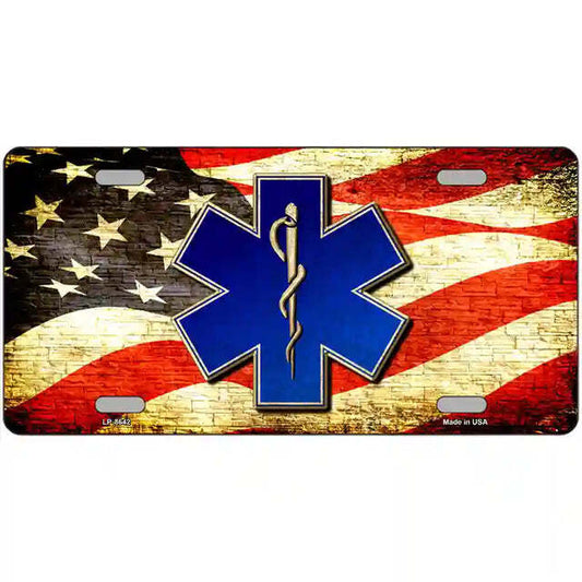 EMT Logo with American Flag Metal Sign