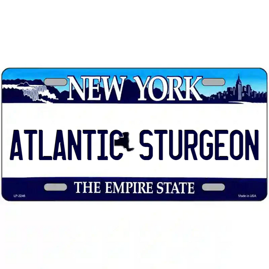 Atlantic Sturgeon New York Blue Metal Sign