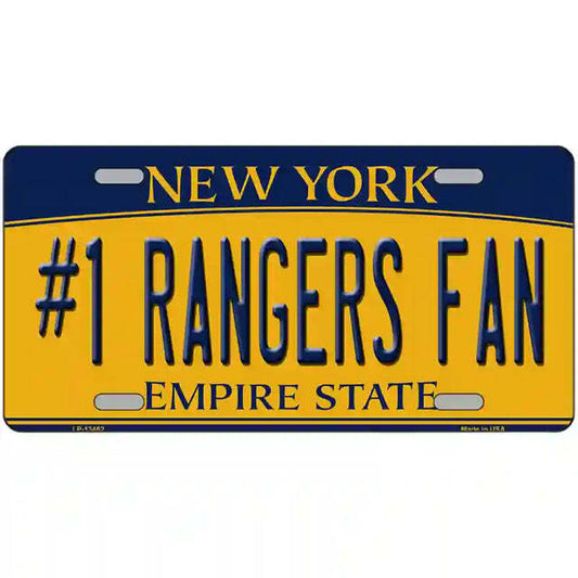 #1 Rangers Fan New York Yellow Metal Sign