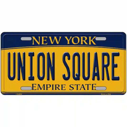 Union Square New York Yellow Metal Sign