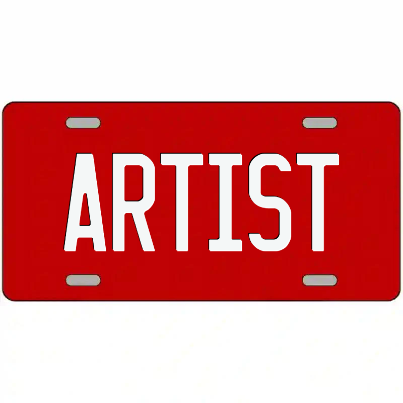 Artist White on Red Metal Sign
