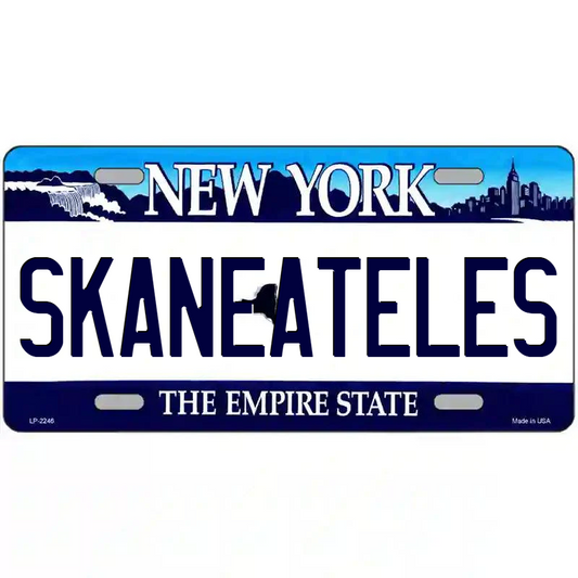 Skaneateles New York Blue Metal Sign