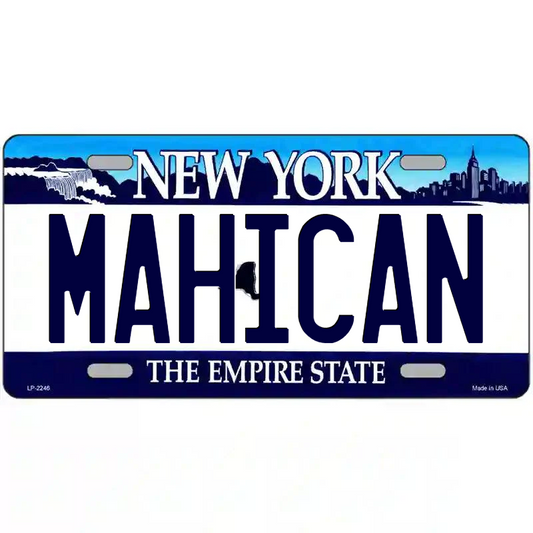 Mahican New York Blue Metal Sign