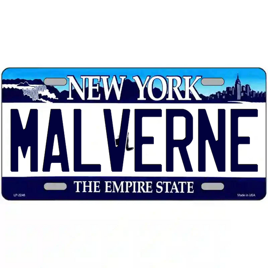 Malverne New York Blue Metal Sign