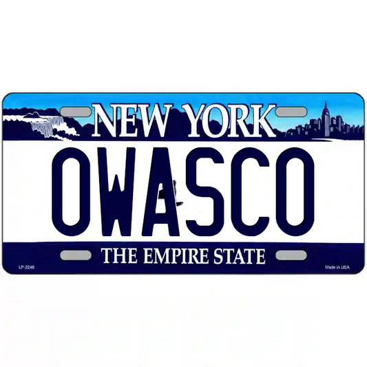 Owasco New York Blue Metal Sign